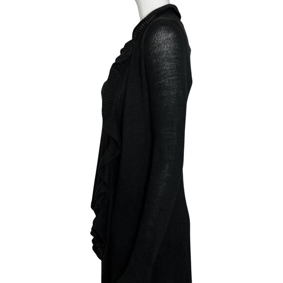 Vintage Y2K Black Ruffle Duster Open Cardigan Sweater. S/M. Whimsigoth Festival - Picture 9 of 12